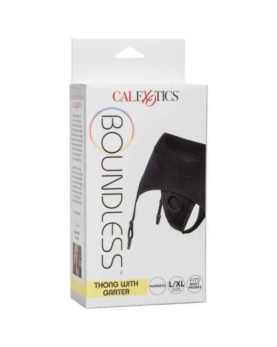 California Exotics CALEX BOUNDLESS THONG WITH GARTER L/XL