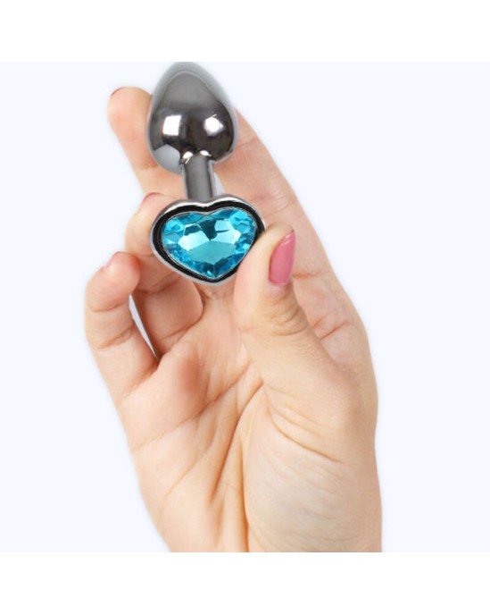 Secretplay Toys SECRET PLAY - METAL BUTT PLUG BLUE HEART SMALL SIZE 7 CM