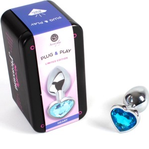 Secretplay Toys SECRET PLAY - METAL BUTT PLUG BLUE HEART SMALL SIZE 7 CM