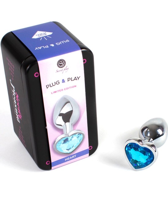 Secretplay Toys SECRET PLAY - METAL BUTT PLUG BLUE HEART SMALL SIZE 7 CM