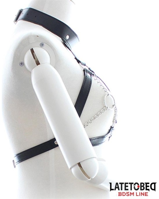 Latetobed Bdsm Line Bondage Harness with Open Cups and Chains