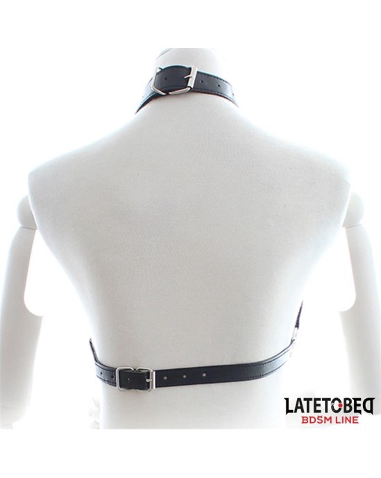 Latetobed Bdsm Line Bondage Harness with Open Cups and Chains