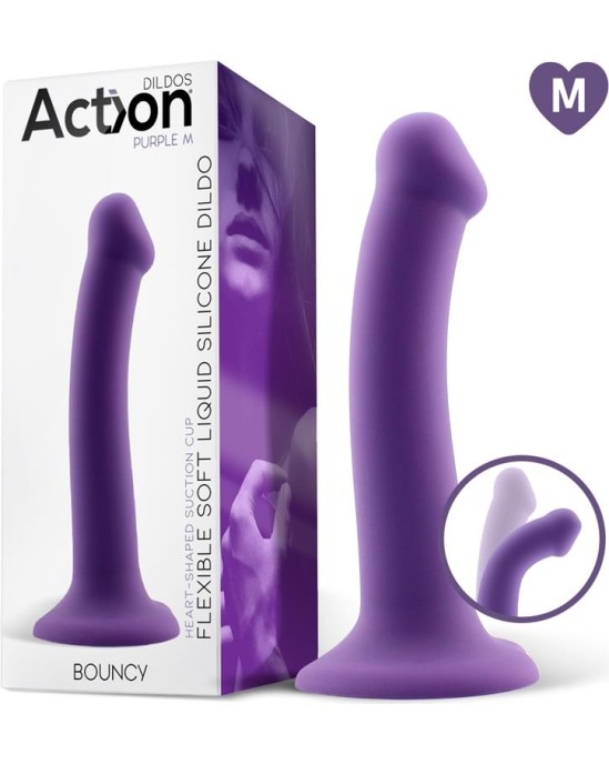 Action Bouncy Liquid Silicone Dildo Hiper Flexible 7 - 18 cm Size M Purple