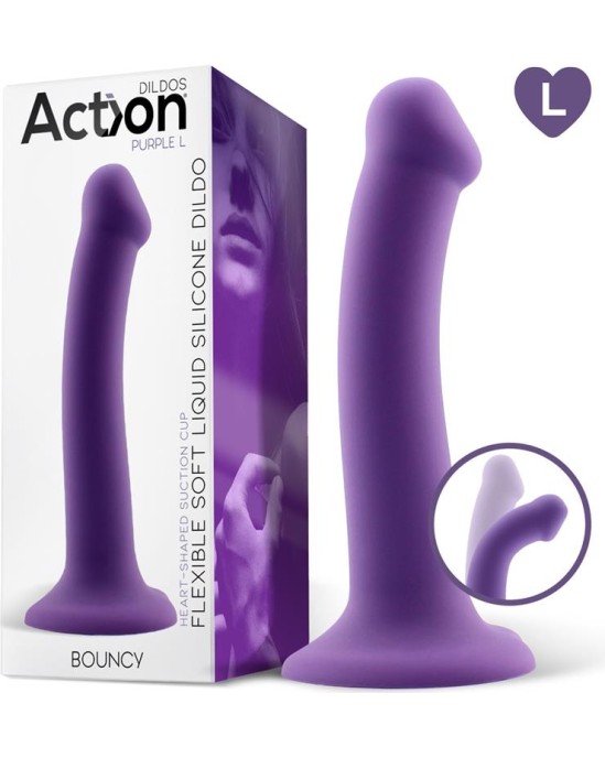 Action Bouncy Liquid Silicone Dildo Hiper Flexible 7.5 - 19 cm Size L Purple