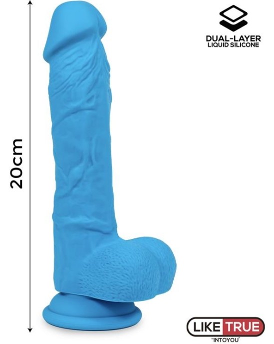 Liketrue Realistic Dildo Liquid Silicone Dual Layer 8 Blue