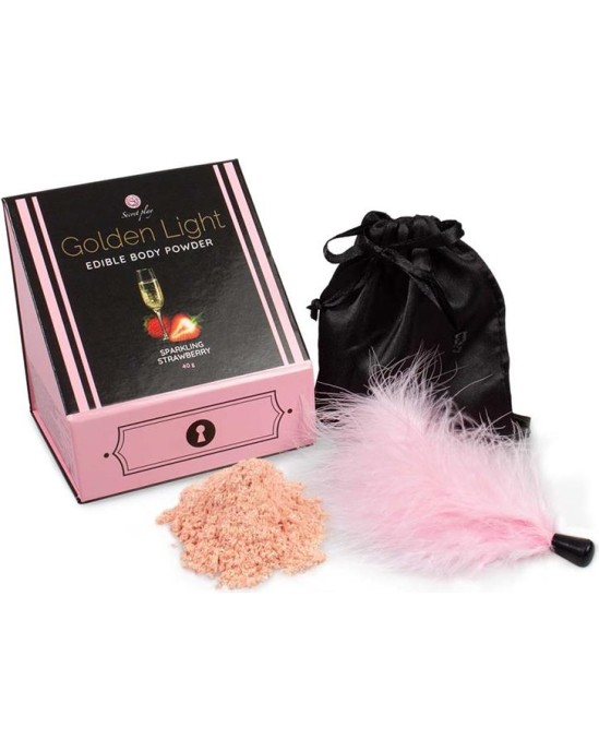 Secret Play 100% Edible Powder Kit and Feather Tickler Sparkling Strawberry