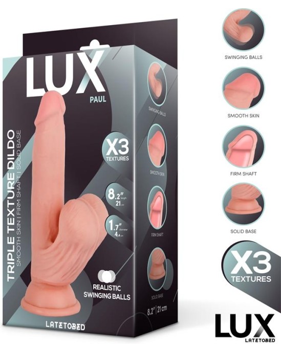 LUX Paul Triple Density Dildo with Swinging Balls 8.2