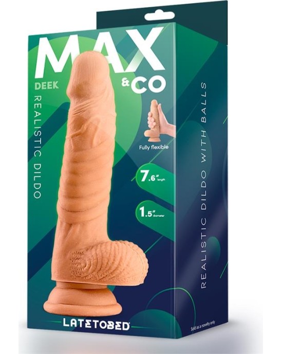 Max & Co Deek Realistic Dildo with Testivles 7.6 Flesh