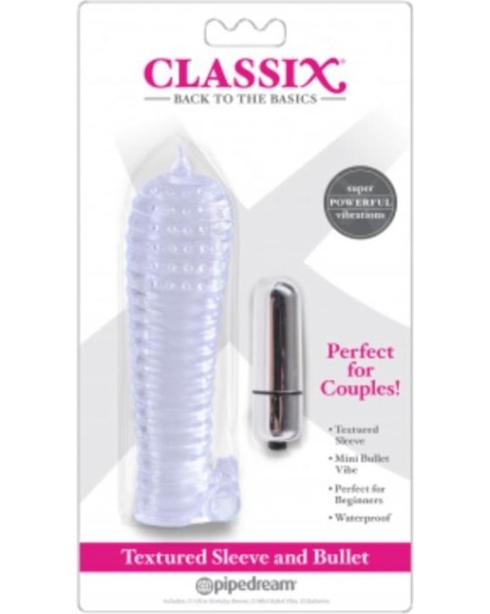 Classix Dua Textured Sleeve and Mini Bullet Clear
