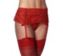 Amorable Garter Belt with Thong and Stockings Red