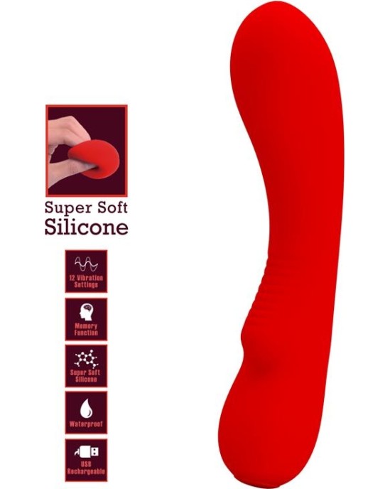 Prettylove Prescott Vibrator USB Silicone Red