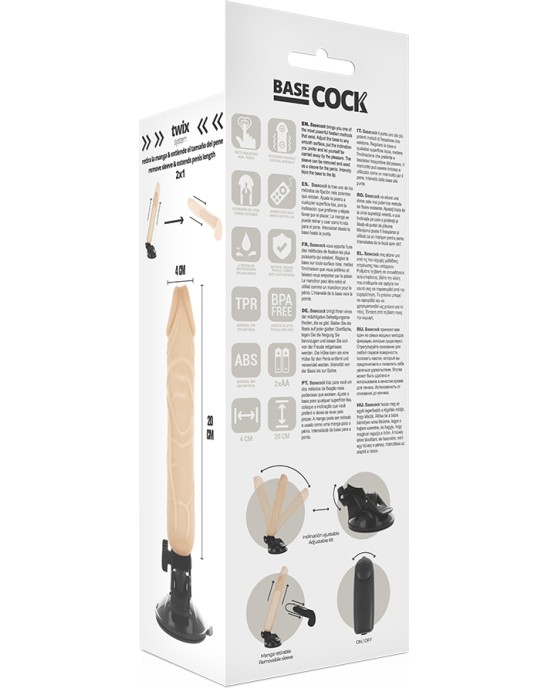 Basecock Reālistisks vibrators ar pulti 20 CM