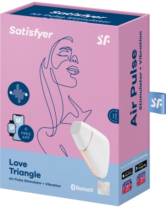 Satisfyer Connect SATISFYER LOVE TRIANGLE ВОЗДУШНЫЙ ИМПУЛЬСНЫЙ СТИМУЛЯТОР И ВИБРАТОР - БЕЛЫЙ