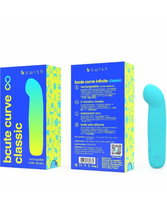 B Swish BCUTE CURVE INFINITE CLASSIC SILICONE RECHARGEABLE VIBRATOR ELECTRIC BLUE