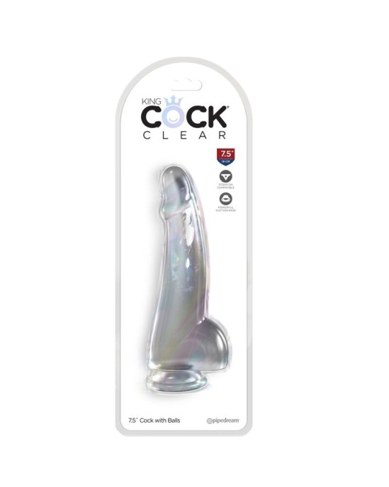 King Cock SKAIDRS - DILDO AR sēkliniekiem 15,2 CM caurspīdīgs