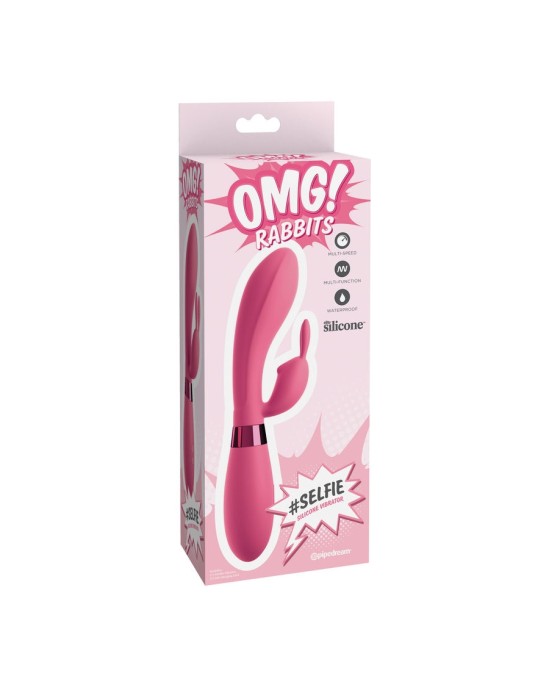 OMG SELFIE SILICONE VIBRATOR RABBIT rozā