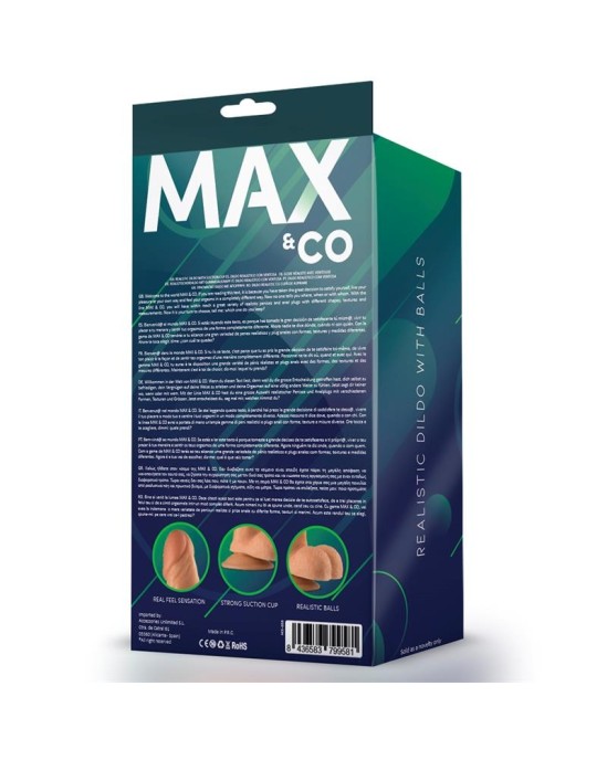 Max & Co Saul reālistisks dildo ar sēklinieku mīkstumu 8,25 - 21 cm