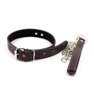 Latetobed Bdsm Line Collar with Metal Leash Black/Red