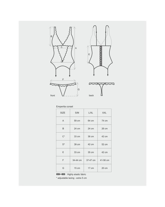 Obsessive Emperita Corset and Thong Black