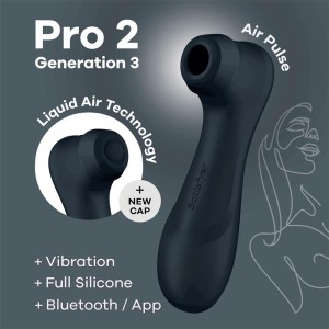 Satisfyer Pro 2 Gen 3 šķidrā gaisa tehnoloģijas sūkšanas un vibrācijas lietotne Connect Black