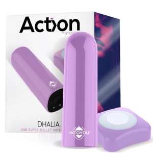 Action Dhalia S per Vibrating Bullet ar tālvadības pulti Lieljaudas USB violets