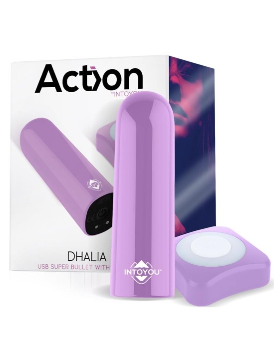 Action Dhalia S per Vibrating Bullet ar tālvadības pulti Lieljaudas USB violets