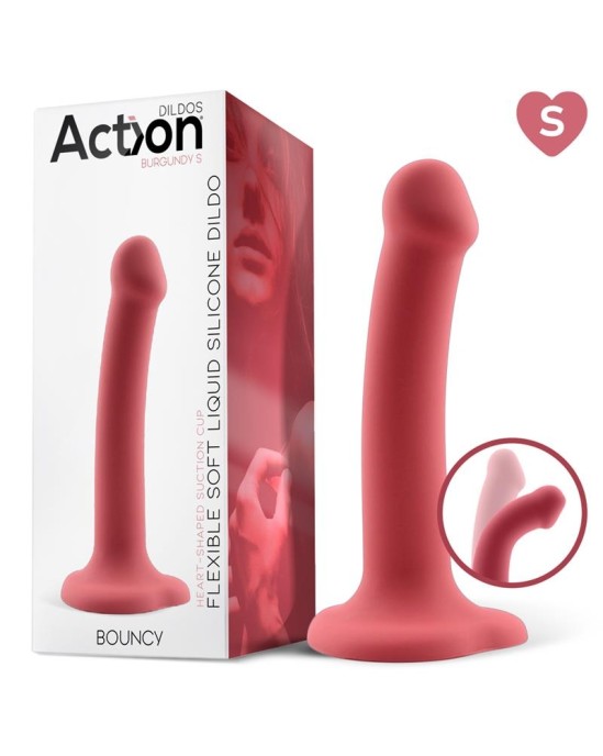 Action Bouncy Liquid Silikona Dildo Hiper Flexible 6,5 - 16,5 cm Izmērs S Burgundy