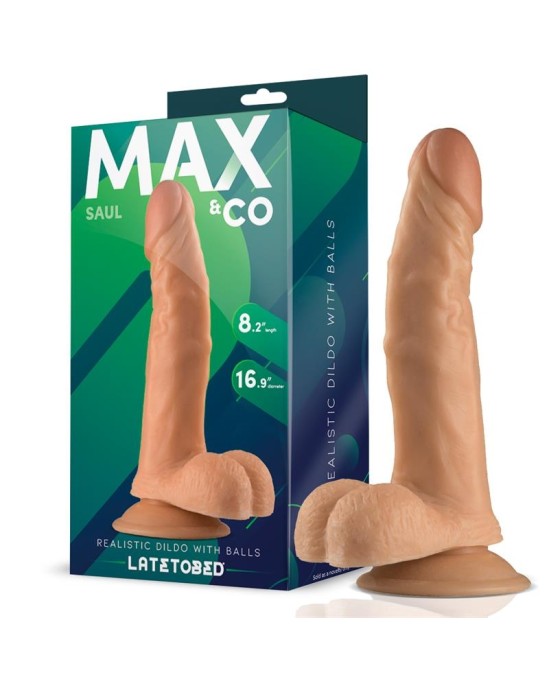 Max & Co Saul reālistisks dildo ar sēklinieku mīkstumu 8,25 - 21 cm