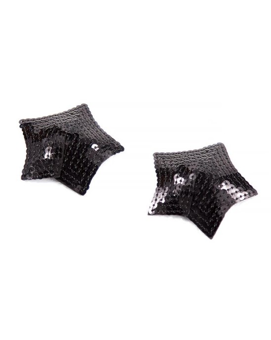 Latetobed Bdsm Line Star Nipple Covers with Black Sequins