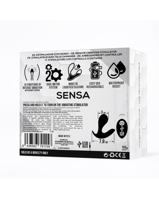 Tardenoche Sensa Stimulator Remote Control USB Liquid Silicone Black