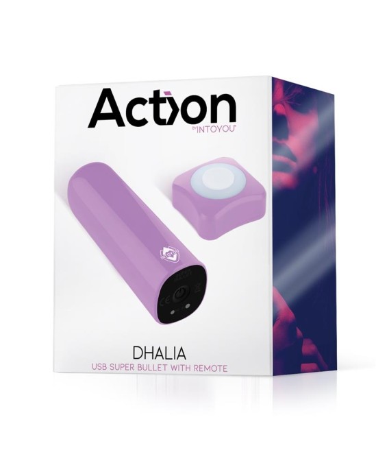 Action Dhalia S per Vibrating Bullet ar tālvadības pulti Lieljaudas USB violets