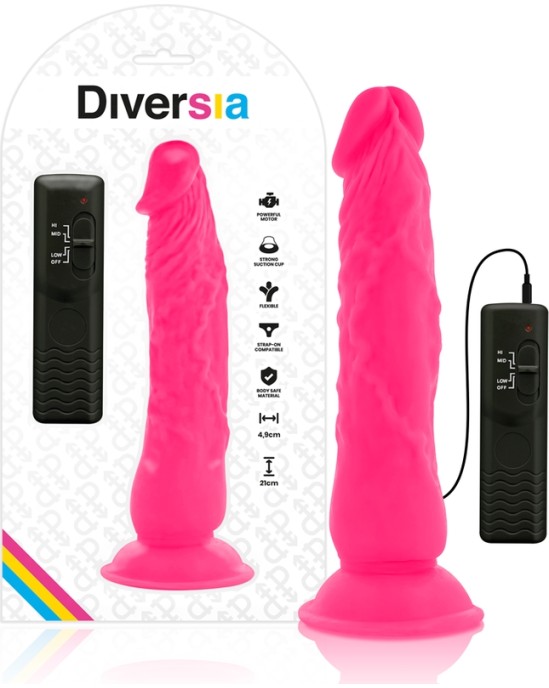 Diversia FLEXIBLE VIBRATING Dildo 21 CM - rozā