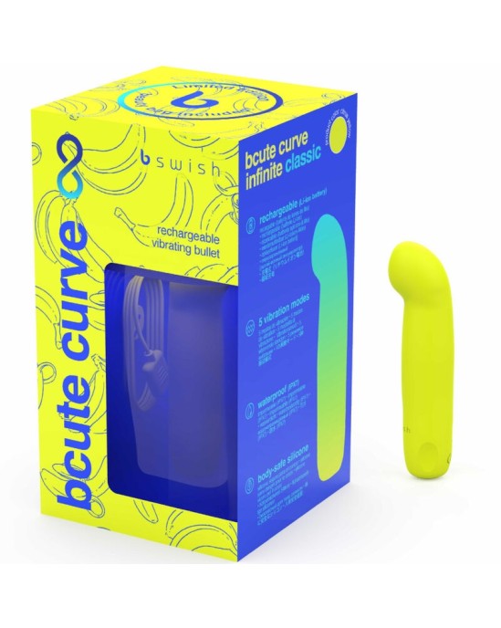 B Swish BCUTE CURVE INFINITE CLASSIC LIMITED EDITION SILICONE RECHARGEABLE VIBRATOR CITRUS YELLOW