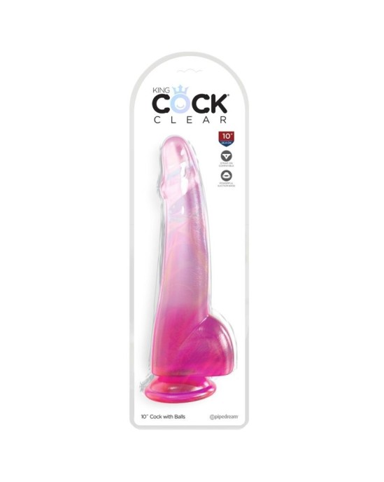 King Cock CLEAR - DILDO WITH TESTICLES 19 CM PINK