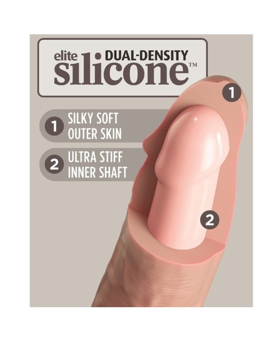 King Cock ELITE — REĀLISTS DILDO VIBRATORS UN SILIKONA TĀLVADĪBAS PULTS 17,8 CM