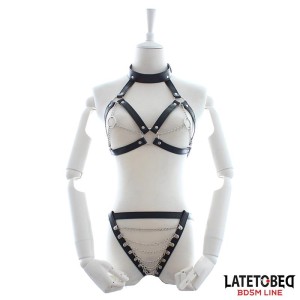 Latetobed Bdsm Line Bra and Panties Bondage Set with Chains