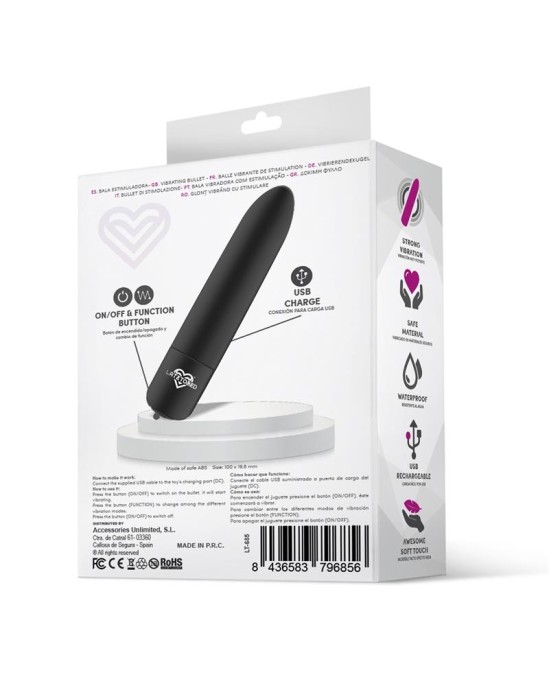 Latetobed Shoty Vibrating Bullet USB 10 Speeds Jaudīgs Motors Melns