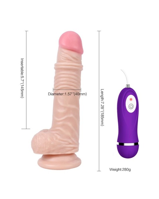 Shequ Pērkona dildo ar 20 vibrācijas režīmiem ar tālvadības pulti