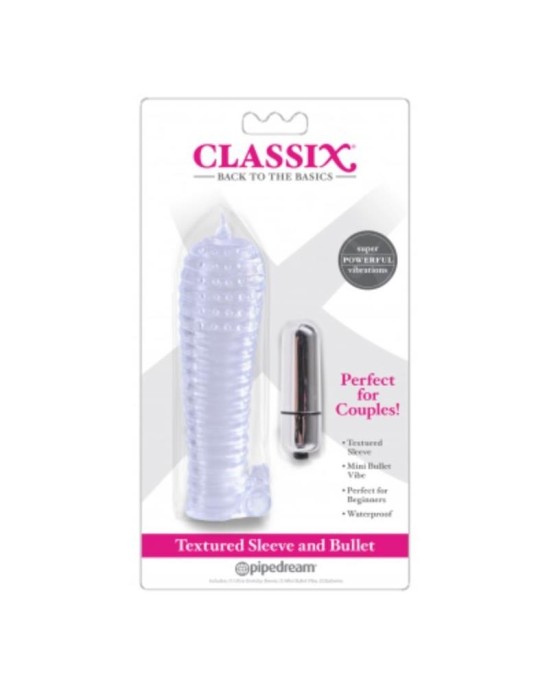 Classix Dua Textured Sleeve and Mini Bullet Clear