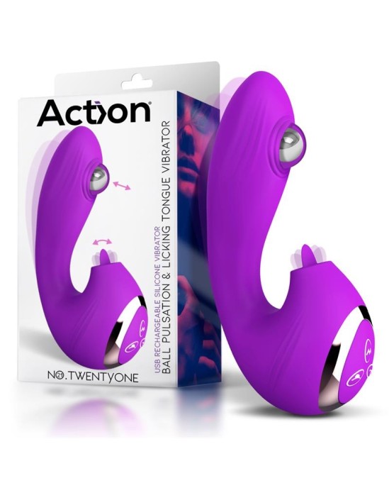 Action № TwentyOne Vibe с пульсацией шариков и облизыванием языка