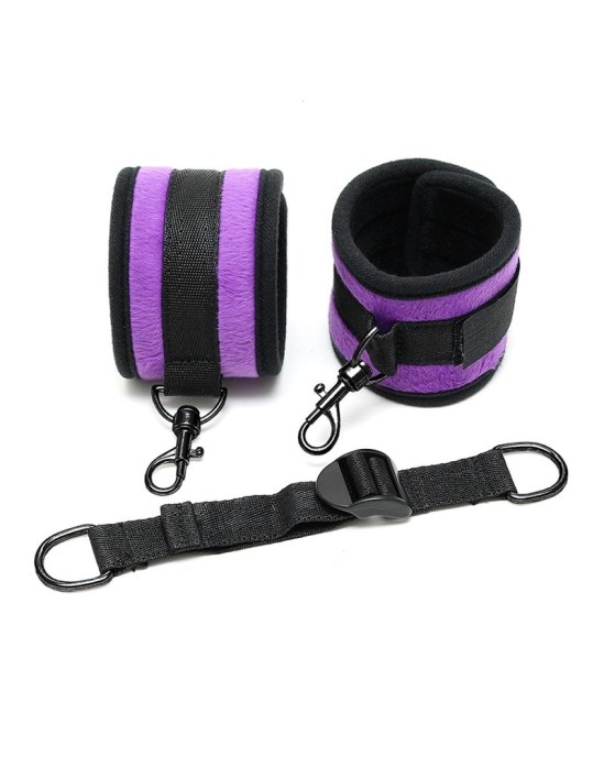 Bondage Play Rimba Ankle Cuffs with Adjustable Spreader Strap Adjustable Purple