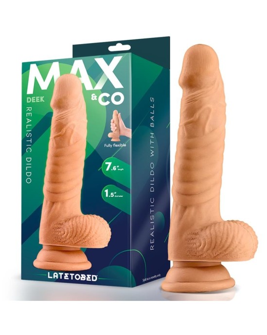 Max & Co Deek Realistic dildo ar Testivles 7.6 miesu