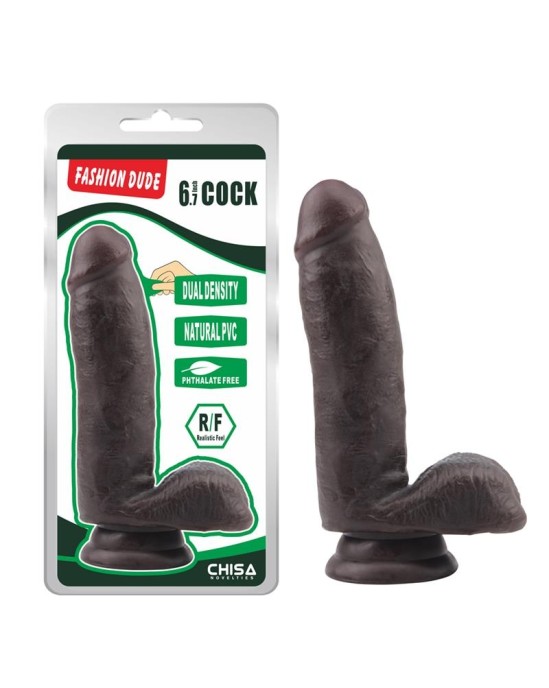 Chisa Dildo Dual Density Fashion Dude 17 x 3.6 cm Brown