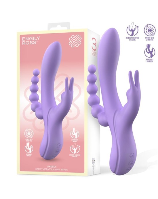 Engily Ross Lindsay Vibe with Anal Chain Liquid Silicone Unibody Flexible 2 Motors