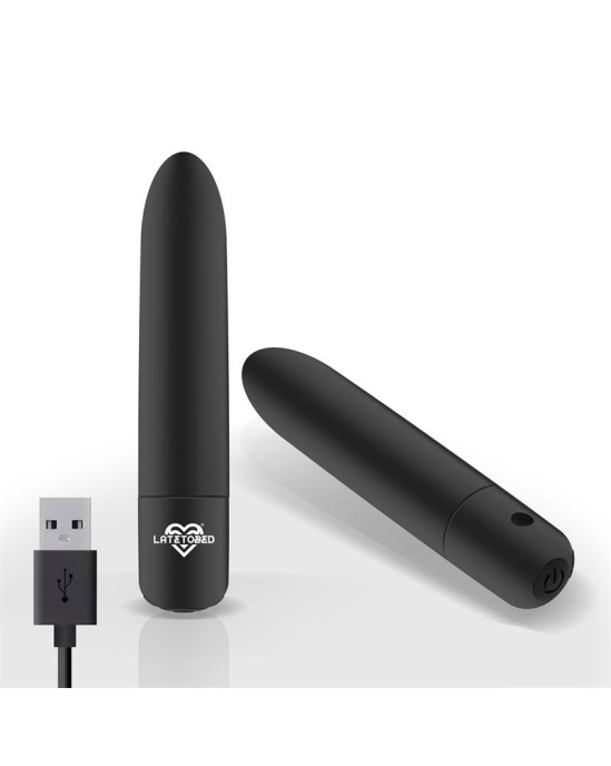 Latetobed Shoty Vibrating Bullet USB 10 Speeds Jaudīgs Motors Melns