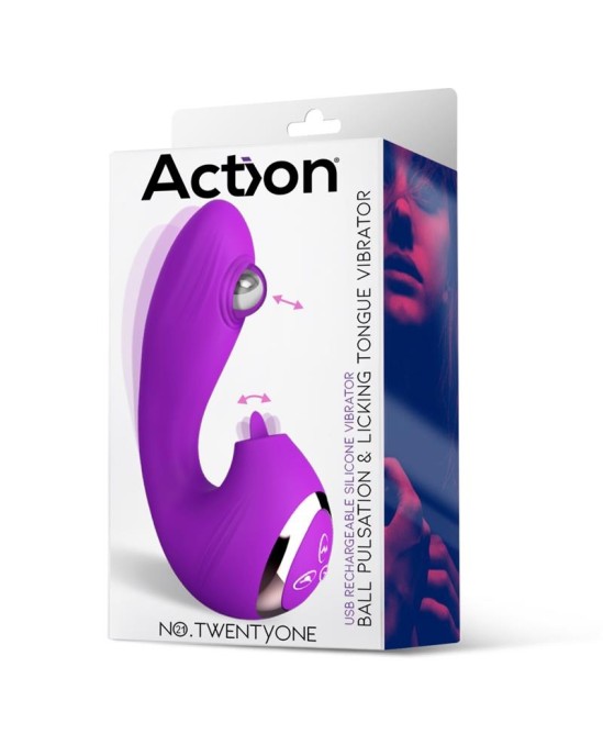 Action № TwentyOne Vibe с пульсацией шариков и облизыванием языка