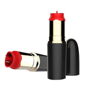 A-Gusto Lipstick Vibrator with Stimulating Tongue USB Black