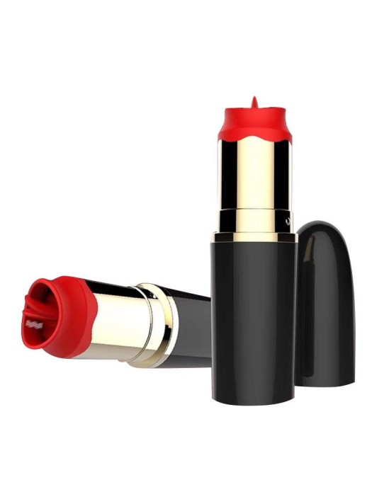 A-Gusto Lipstick Vibrator with Stimulating Tongue USB Black