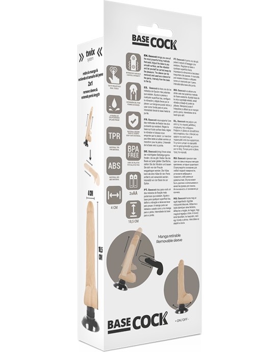 Basecock REALISTIC VIBRATOR 2-1 FLESH 18.5 CM