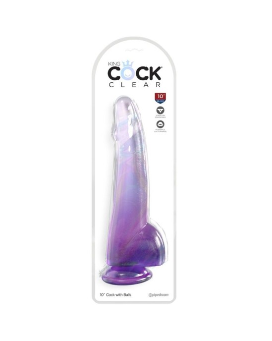 King Cock CLEAR - DILDO WITH TESTICLES 19 CM PURPLE